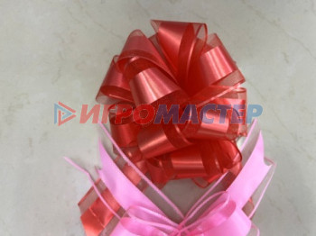Банты, ленты, клейкая лента Бант для оформления подарка "Чудо" 5 см, d=15 см, Розовый