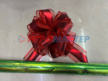 Банты, ленты, клейкая лента Бант для оформления подарка "Изящный подарок" 5 см, d=15 см, Зеленый