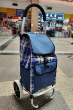 Тележки с сумкой Тележка хозяйственная с сумкой (100*40*35см, колеса 21см,грузоподъемность до50 кг) синяя SYD100B-1