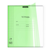 Тетрадь 24л., клетка,  пластиковая обложка  &quot;CoverPrо Neon&quot; зеленый