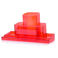 Подставка для канцелярских принадлежностей TURRET, прозрачно-красный, 220х120х120 мм, полистирол