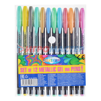 Ручки гелевые Набор гелевых ручек METALLIC, 12 цветов, 1.0мм, в ПВХ упаковке