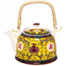 Чайник заварочный керамический 700мл с ситом "Китайские мотивы" желтый