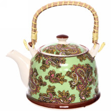 Чайник заварочный керамический 700мл с ситом "Китайские мотивы" зеленый