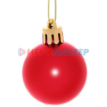 Новогодние шары 4 см (набор 6 шт) "Микс фактур", красный
