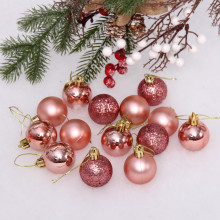 Новогодние шары 4 см (набор 24 шт) "Микс фактур", розовое золото