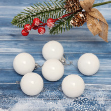 Новогодние шары 4 см (набор 6 шт) "Глянец", белый