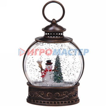 Сувенир с подсветкой Christmas "Шар - Сказочный Снеговик" 12,7х9х3,6 см (3хAG13)