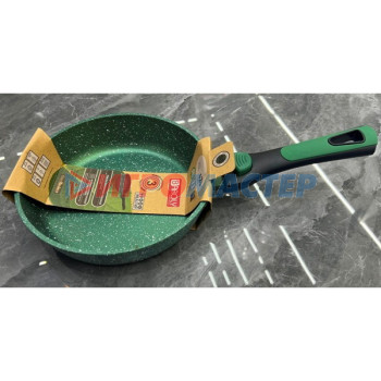 Сковороды с антипригарным покрытием Сковорода "BAROLY" GREEN 24см индукционная каменная крошка, съемная бакелитовая ручка