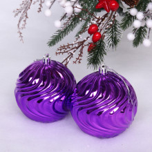 Новогодние шары 10 см (набор 2 шт) "Рельеф", фиолетовый