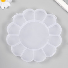 Шкатулка пластик для мелочей "Цветок" прозрачная 13 отделений 15,5х15,5х2,5 см