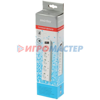 Сетевой фильтр Smartbuy SBSP-30-W, 5 розеток, 2200 Вт, 3 м, белый