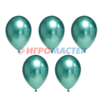 Надувные шары Набор воздушных шаров 30 см. 5 шт. 01 хром металлик зеленый