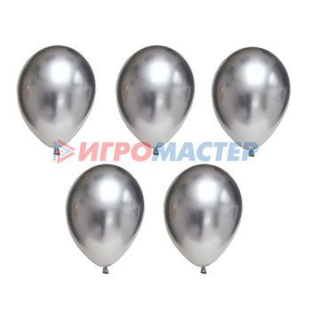 Надувные шары Набор воздушных шаров 30 см. 5 шт. 06 хром металлик серебряный