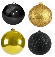 Новогодние шары 8 см (набор 4 шт) "Микс фактур", черный/золотой