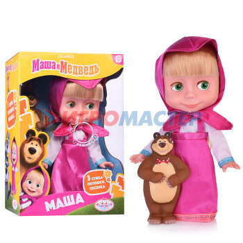 Куклы, пупсы интерактивные, функциональные Кукла Маша 25см, озвуч. (в комплек. медведь) в коробке
