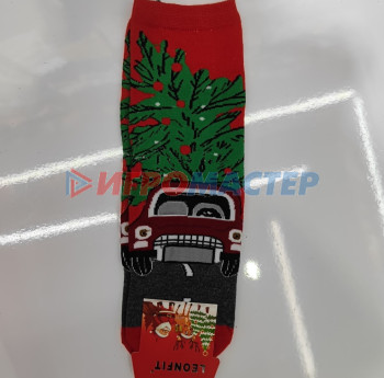 Носки новогодние "SKAZKA", машина с ёлочкой, цвет как на фото, р-р36-42 (крючок, пакет, стикер)