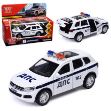 Машина металл. Volkswagen Touareg &quot;Полиция 12 см, (откр., двер, баг, белый) инерц., в коробке