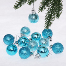 Новогодние шары 3 см (набор 12 шт) "Микс фактур", голубой