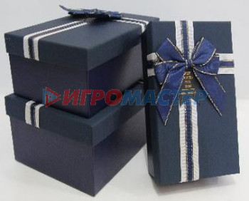 Коробки, бумага и мешочки для упаковки подарков Коробка подарочная "Нежный бант" 21*14*8 см, синий