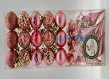 Ёлочные игрушки, шары Набор ёлочных украшений "Elegant shine" 4 см (30 предмета), Красный