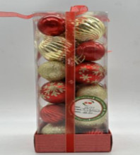 Набор шаров "Christmas" 5 см + 4 см (24 предметов), Красный/Золото
