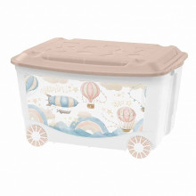 Ящик для игрушек на колесах с декором "Воздушные шары" цвет темно-бежевый 58*39*33,5см, 45л
