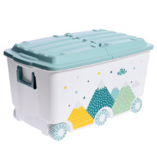 Ящик для игрушек на колесах с декором "Горы" 685х395х385 мм (Светло-голубой) 43138513151
