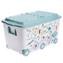 Ящик для игрушек на колесах с декором "Путешествие"685х395х385мм(Светло-голубой) 43138513152
