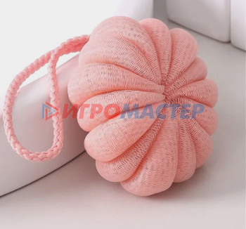 Мочалки воздушные шары Мочалка нейлоновая "Premium - Paradise", цвет розовый, D-10см, 50гр (зип пакет)