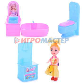 Куклы Кукла HY8888-B6 с набором мебели для ванной комнаты, в пакете
