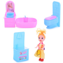 Кукла HY8888-B6 с набором мебели для ванной комнаты, в пакете