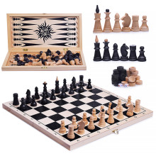 Игра 3в1 малая с обиходными деревянными шахматами &quot;Объедовские&quot; (нарды, шахматы, шашки&quot; &quot;Классика&quot; (