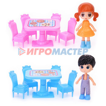 Куклы Кукла HY8888-B2 с комплектом мебели (стол, 4 стульчика) в пакете