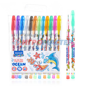 Ручки гелевые Набор ручек гелевых с блёстками OCEAN, с ароматизированными чернилами, 12 цв.