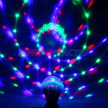 Диско-лампа светодиодная "Карнавал" LED (красный, зеленый, синий), цоколь Е27, 220 В+переходник (220V)