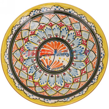 Тарелка плоская 22см желтая Риштанская Керамика