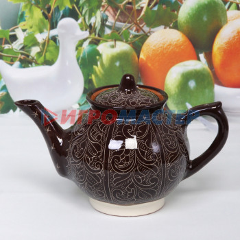 Чайник 1л коричневый Риштанская керамика