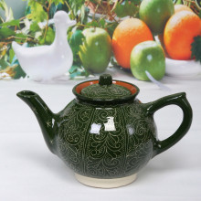 Чайник 1л зеленый Риштанская керамика