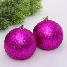 Новогодние шары 10 см (набор 2 шт) "Глиттер", фиолетовый