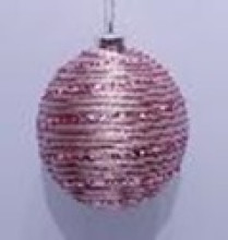 Новогодний шар "Переплетение нитей" 8 см, Розовое золото