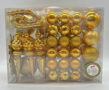 Набор ёлочных украшений "Wish" 6 см + 4 см (53 предмета), Розовое золото
