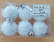 Новогодние шары "Воздушные перья" 4 см (набор 6 шт), белый