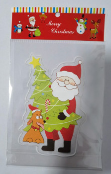 Панно, наклейки, растяжки Наклейка на стекло "Дед Мороз с собачкой" 15*20 см