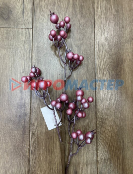 Новогодний интерьер Ветка декоративная "Сказочная ягода" 60 см, Розовый жемчуг