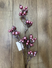 Ветка декоративная "Сказочная ягода" 60 см, Розовый жемчуг