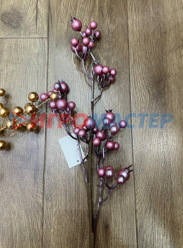 Новогодний интерьер Ветка декоративная "Сказочная ягода" 60 см, Золото