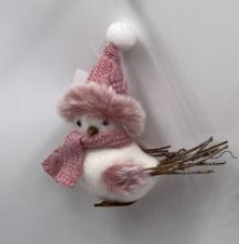 Фигурка "Зимняя птичка" 12 см, розовый