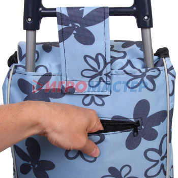 Тележка хозяйственная с сумкой (93*30*34см, колеса 16см,грузоподъемность до 30 кг) Синяя