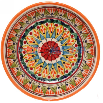 Тарелка плоская 19см оранжевая Риштанская Керамика